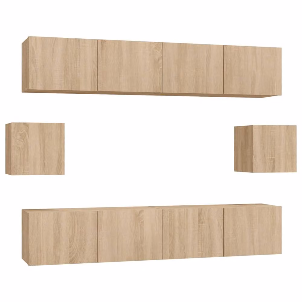 Berkfield Home Classic 6 Piece TV Cabinet Set in Sonoma Oak and Beige Engineered Wood – 2