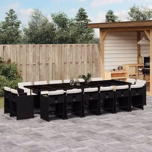 Berkfield Home Modern Polyrattan Garden Dining Set in Black and White – 1