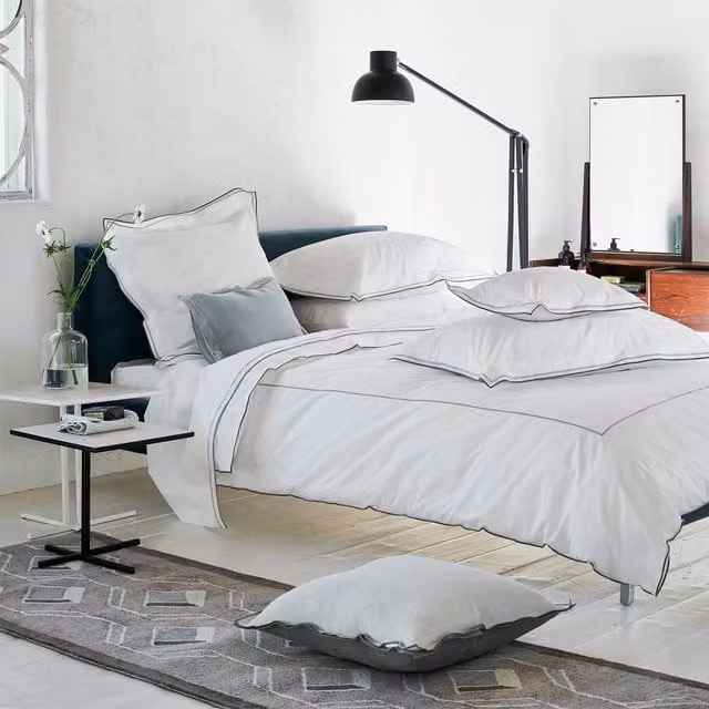 Designers Guild Astor Cotton Percale Duvet Cover and Pillowcase Set in Silver Grey