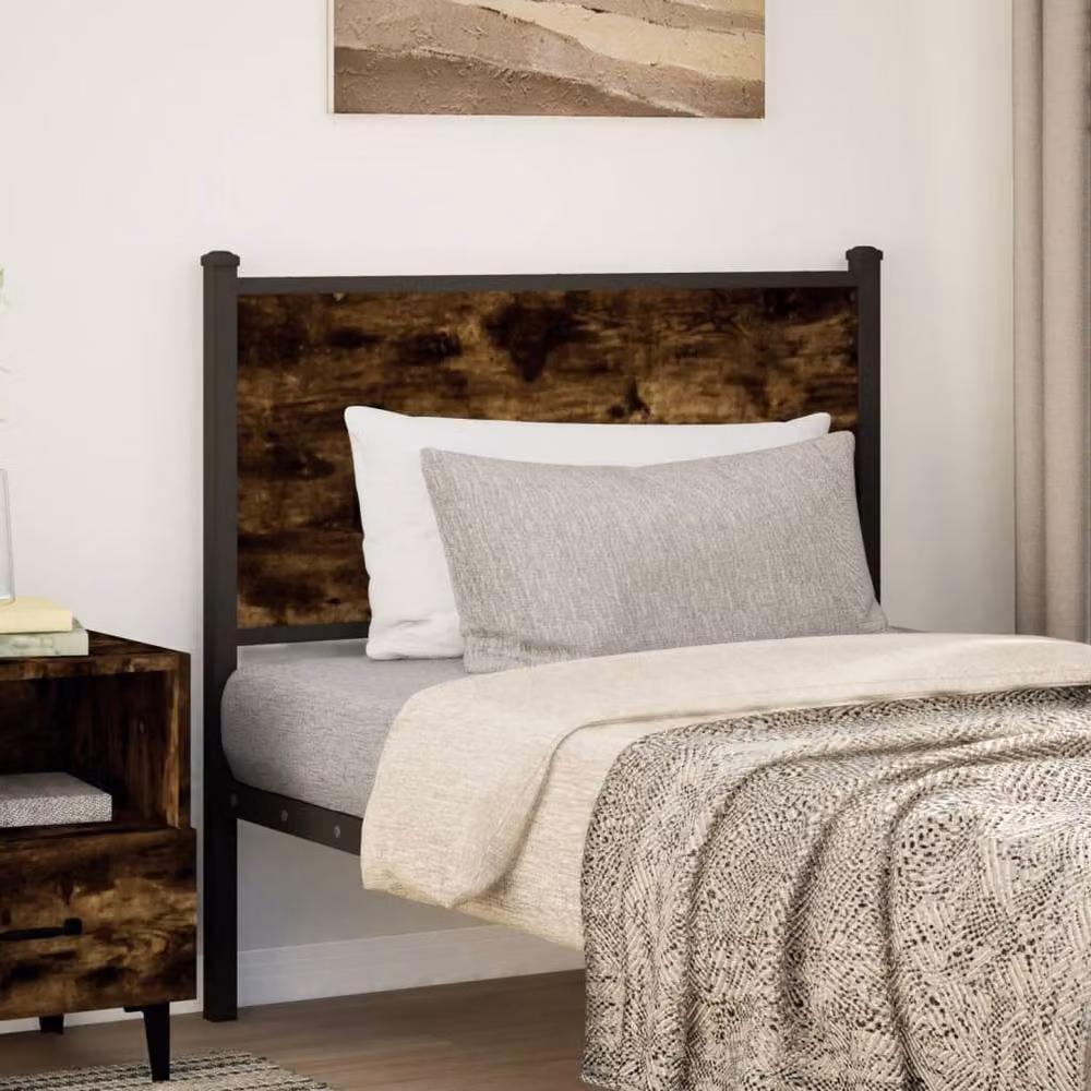 Berkfield Home Industrial Headboard in Smoked Oak and Brown, W: 90 cm, H: 91.5 cm – 2