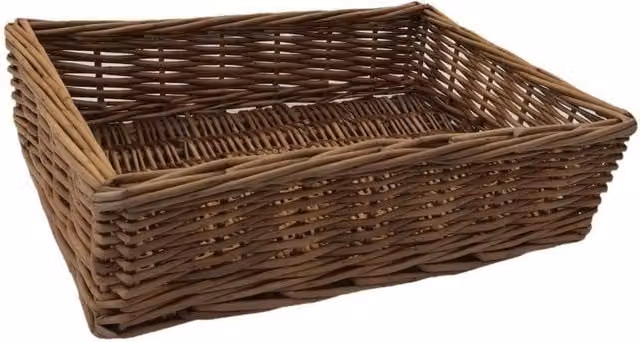 Red Hamper Medium Double Steamed Wicker Storage Tray in Brown, W: 36.0 cm, D: 25.0 cm, H: 9.0 cm – 1