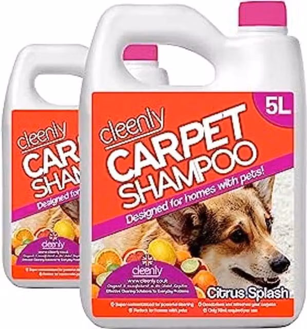 Cleenly Pet Carpet Shampoo Cleaner Solution Citrus Splash Fragrance, Orange, 10 kg