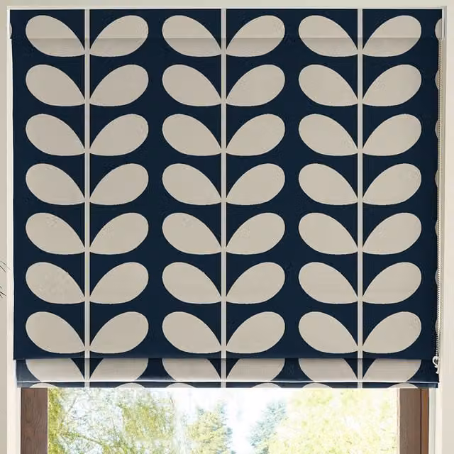 Orla Kiely Blue Jumbo Solid Stem Blackout Made to Measure Roman Blind