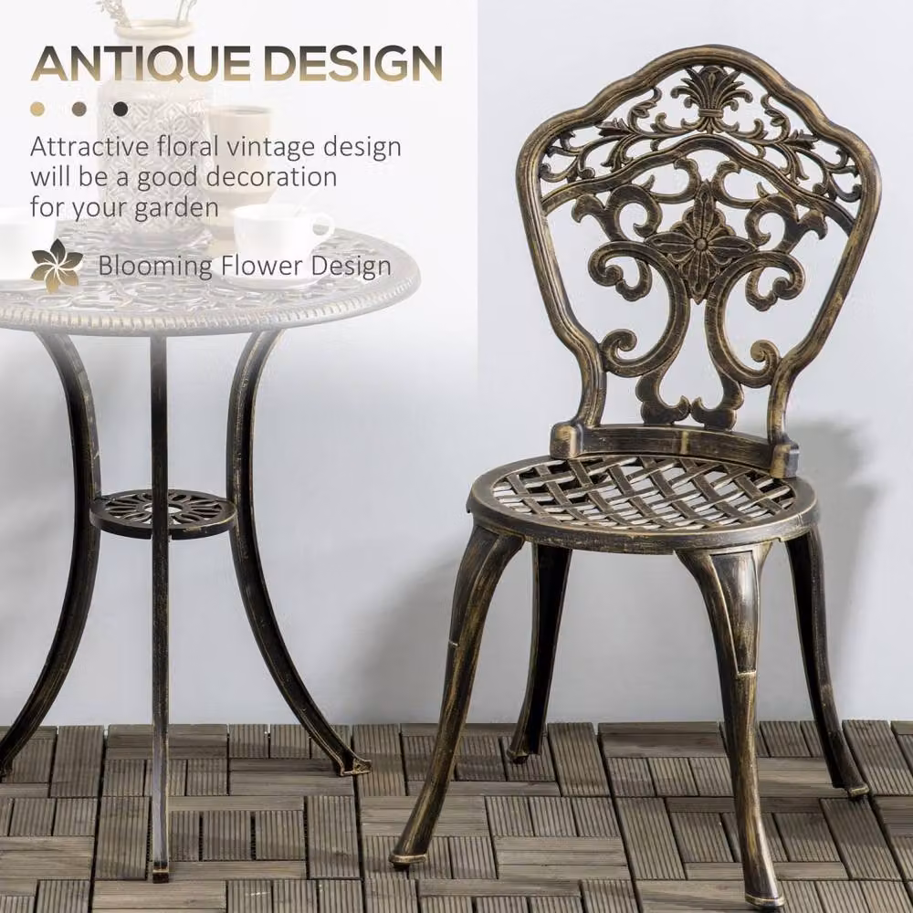 Wyld Haus Bava 3 Piece Bronze Cast Aluminium Garden Bistro Set with Parasol Hole – 3