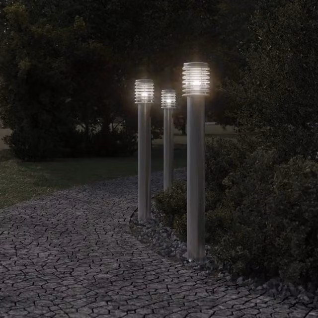 Berkfield Home Silver Stainless Steel Outdoor Floor Lamp, Height: 110 cm – 1