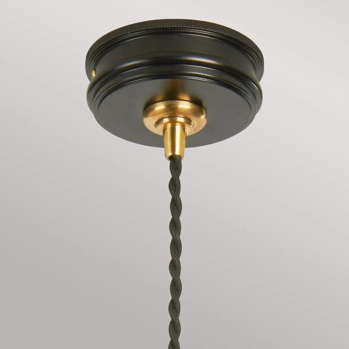 Netlighting Douille Industrial 1 Light Ceiling Pendant Socket Holder, E27, Black and Yellow with Brass Details – 2