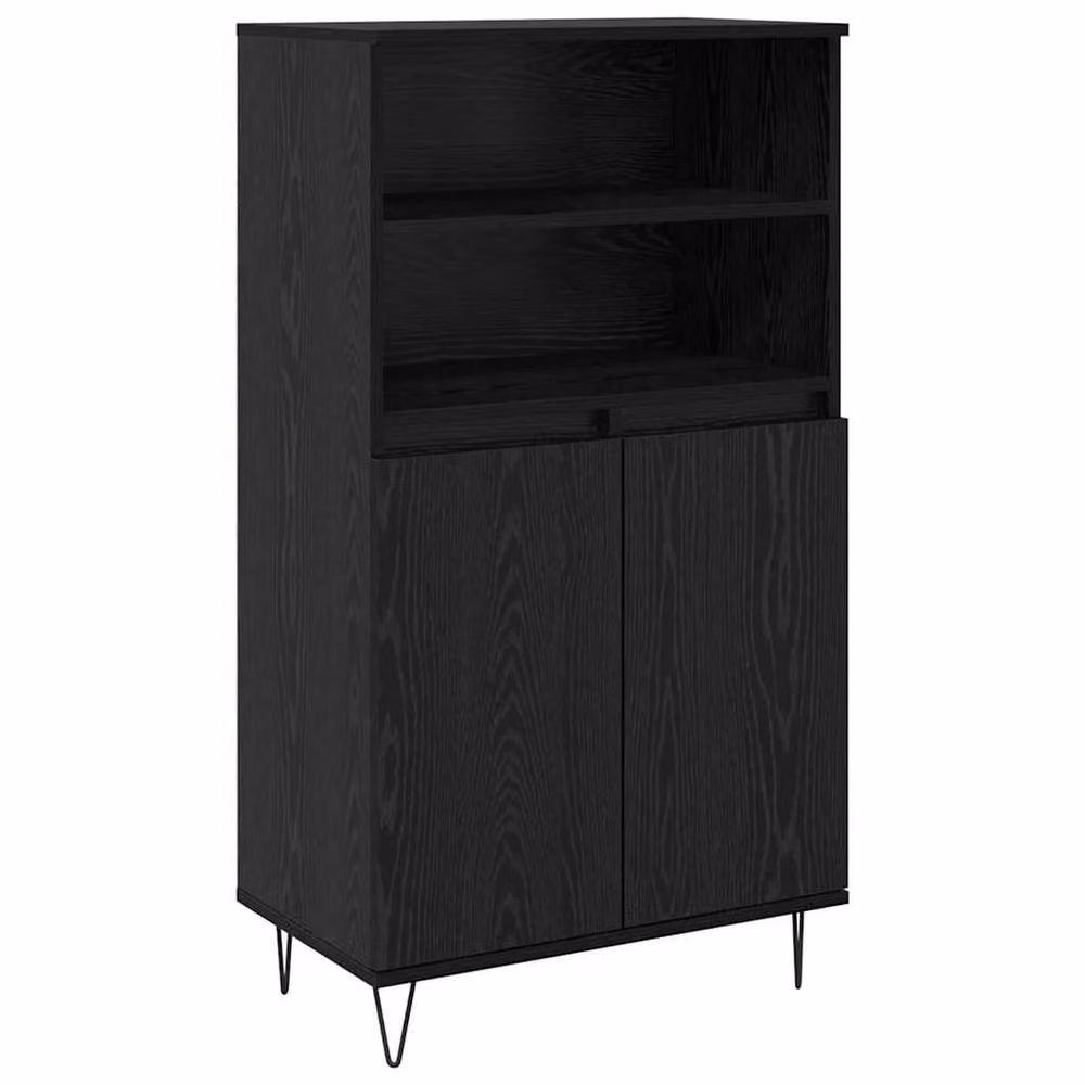 Berkfield Home Black Matt MDF Highboard with Internal Shelves and Hinged Doors, W/D/H: 110 x 36 x 60 cm – 3