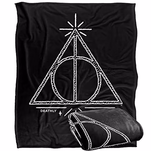 LOGOVISION Harry Potter Deathly Hallows Line Art Fleece Blanket, Multicolour, W/D/H: 152 x 127 cm – 1