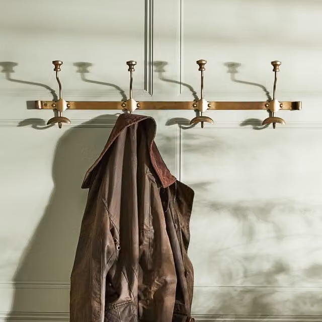 Dibor Duke Vintage Style Metal Coat Holder Wall Hooks in Gold, W: 80 cm – 1