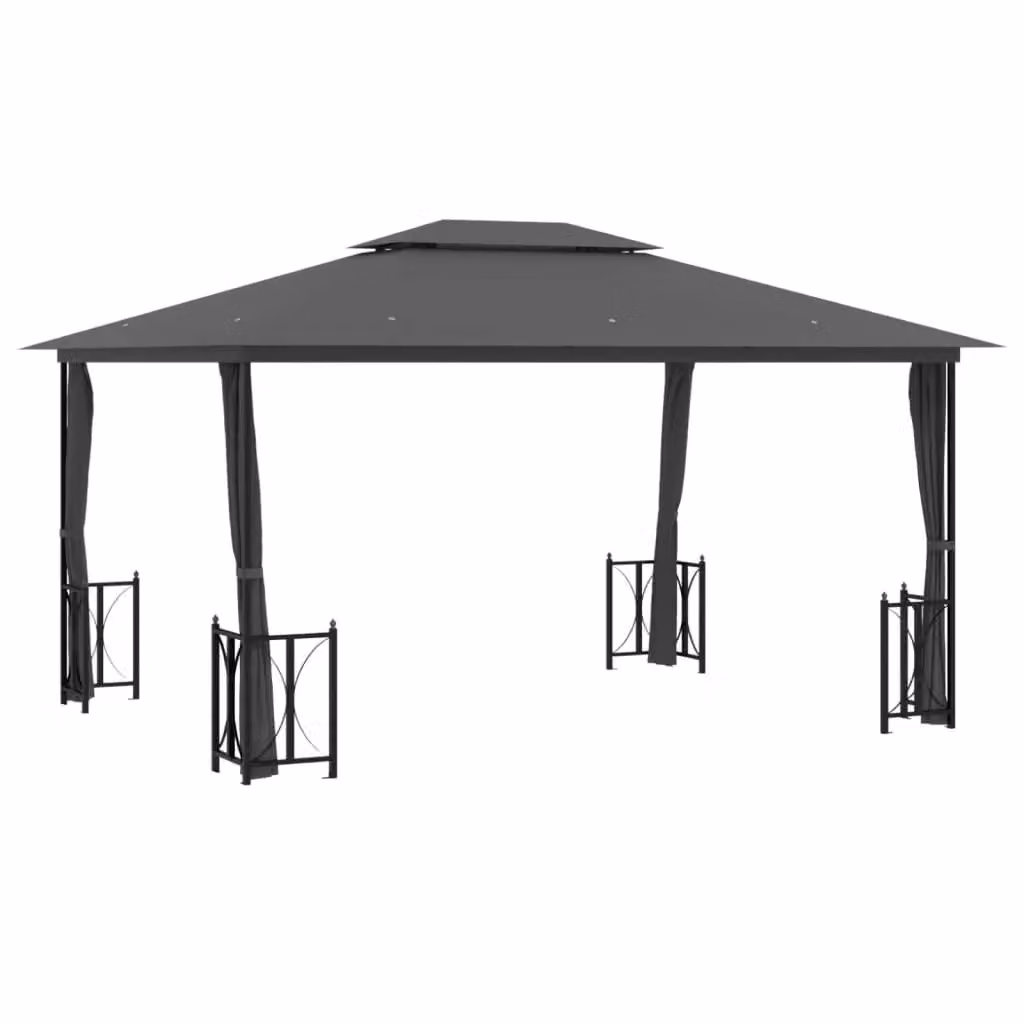 Berkfield Home Gazebo with Sidewalls and Double Roof, Anthracite and Black, W: 400 cm, D: 300 cm, H: 265 cm – 2