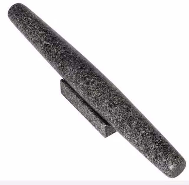 Homiu Marble Granite Bolster Rolling Pin with Stand, Grey