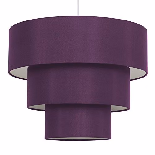 MiniSun 3 Tier Purple Faux Silk Ceiling Light Shade, Shade Width: 38 cm
