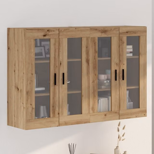 Berkfield Home Artisan Oak Wall Mounted Cabinets, 2 Piece Set in Brown, W/D/H: 69.5 x 34 x 90 cm