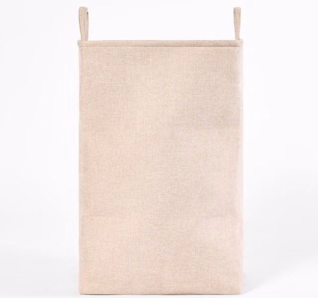 OHS Faux Linen Fabric Laundry Storage Bag in Beige and Yellow