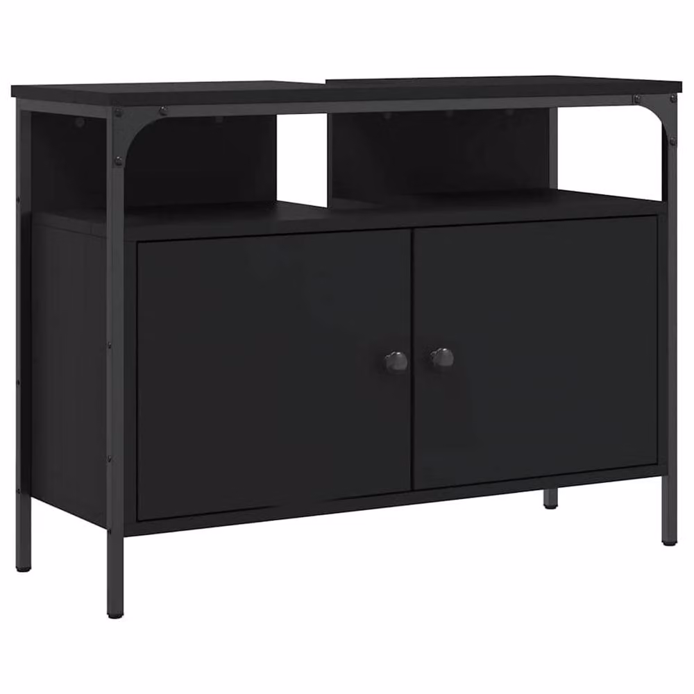 Berkfield Home Sturdy Bathroom Sink Cabinet in Black, W/D/H: 80 x 30 x 60 cm – 3