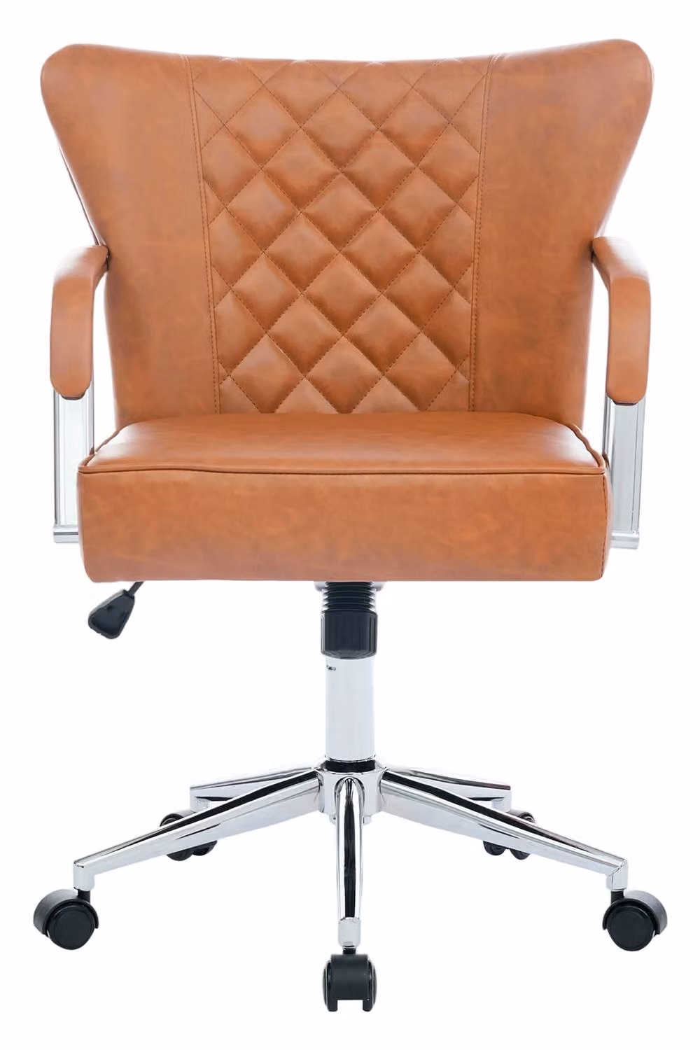 Living and Home Brown PU Leather Height-Adjustable Swivel Office Chair – 3