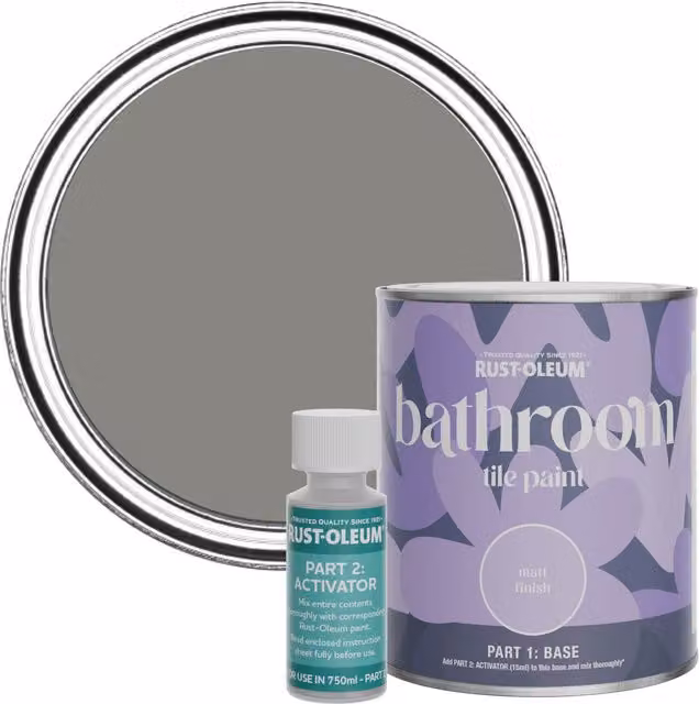 Rust-Oleum Art School Bathroom Tile Paint in Matt Finish, Grey, 750ml