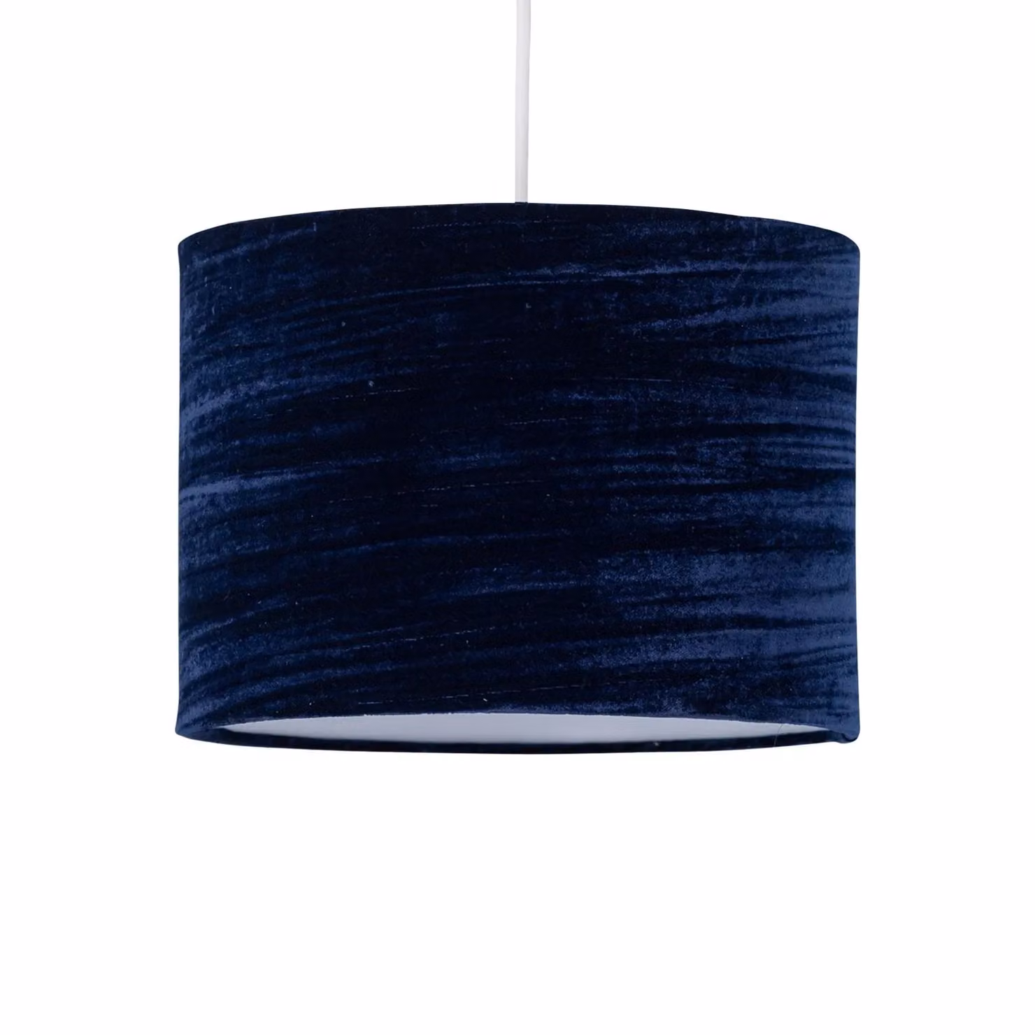 First Choice Lighting Set of 2 Navy Blue Crushed Velvet Round Pendant Lightshades, Diameter: 25 cm – 2