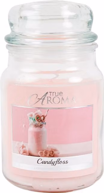 True Aroma Large Mason Jar Candle in Candyfloss Clouds, Pink