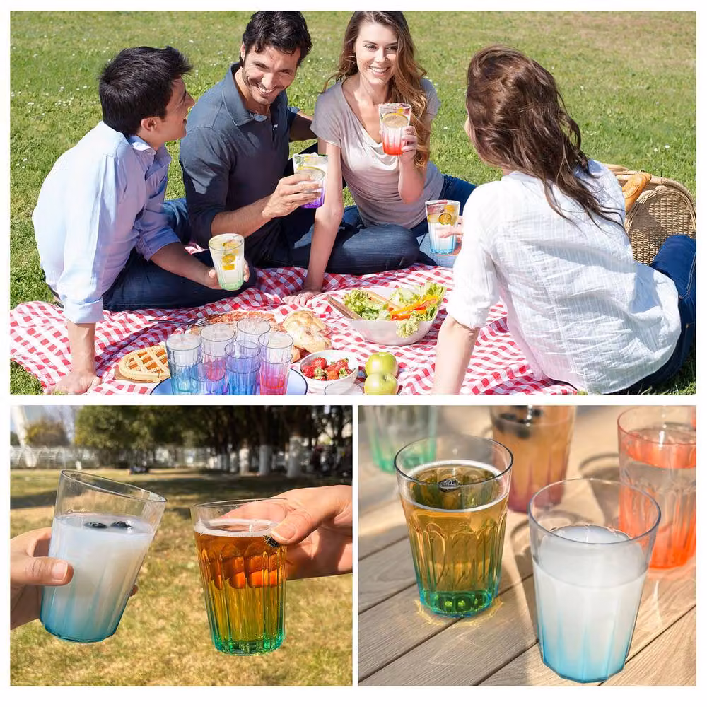 Greentainer Set of 12 Multicolour Reusable Plastic Tumbler Drinking Glasses, 350ml – 2