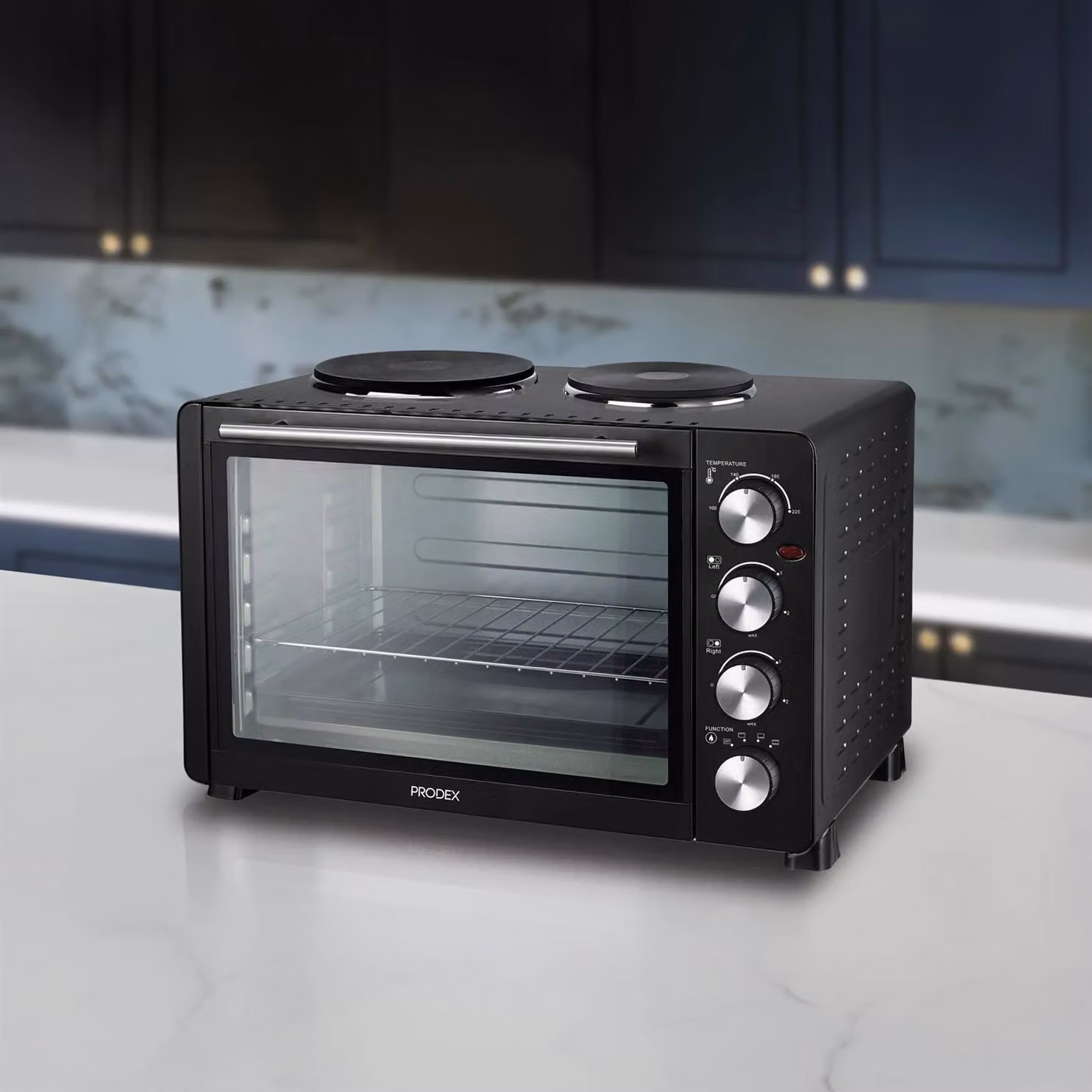 Prodex Electric Mini Oven with Grill and Double Hotplate Hob in Black – 2