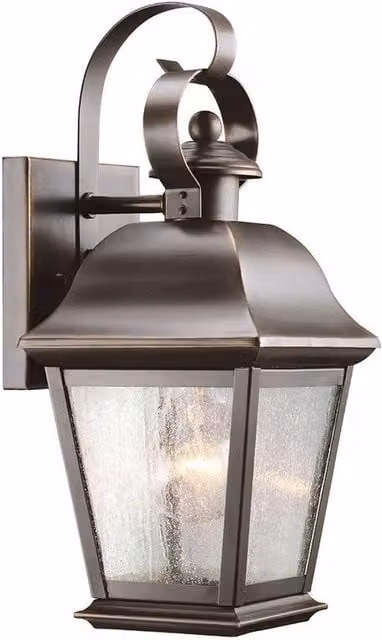 Netlighting Mount Vernon Small Wall Lantern in Old Bronze and Brown with Transparent Glass, IP44 Rated – 1