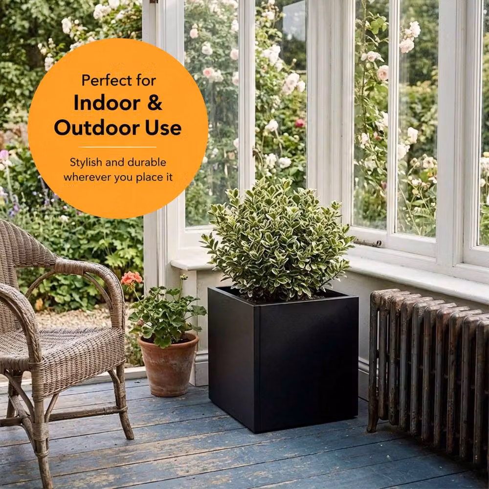 Nicoman Black Galvanised Steel Cube Planter W/D/H: 50 x 50 x 50 cm – 4