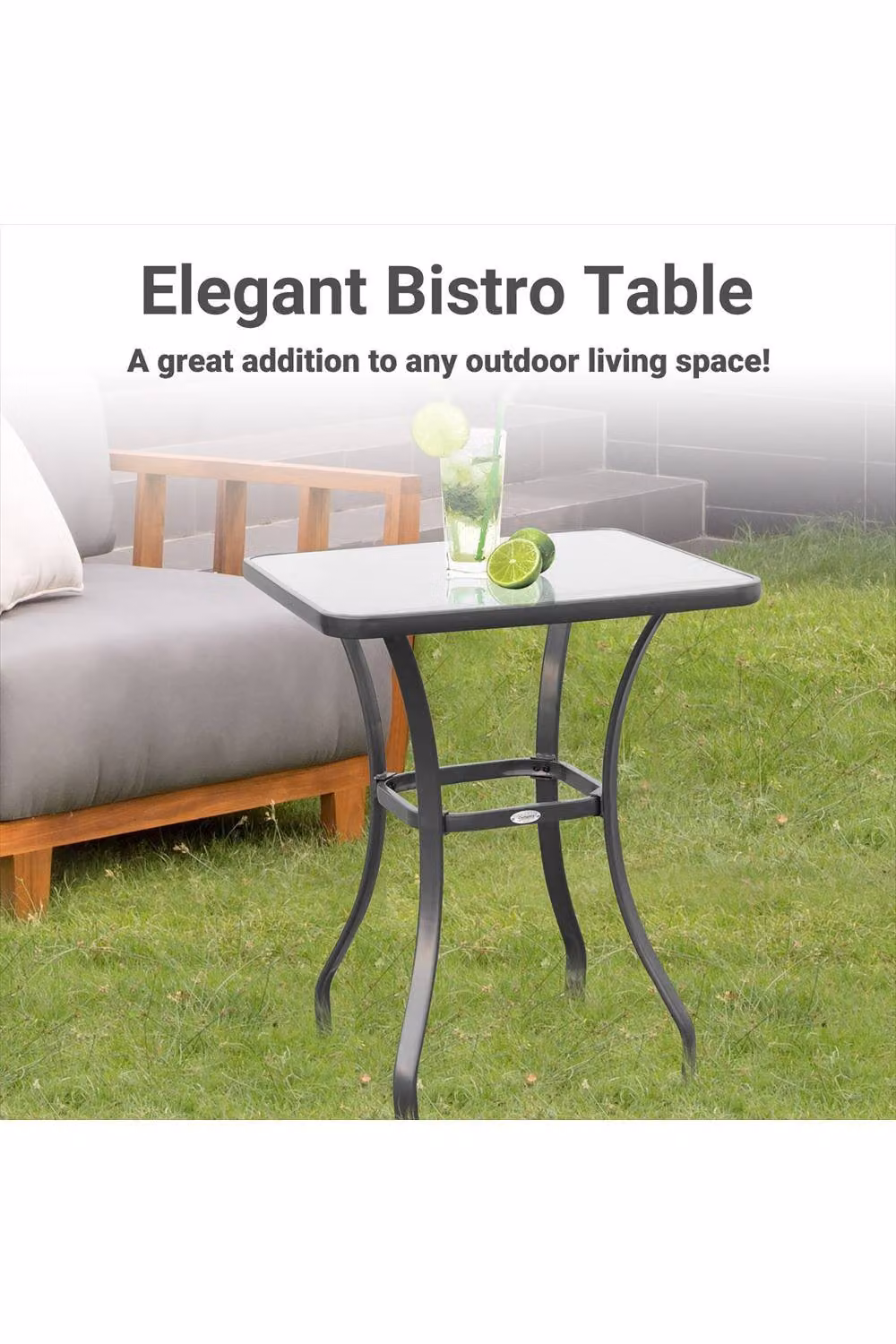 ERGOVEXA Modern Square Garden Table in Black, W/D/H: 68.5 x 68.5 x 84 cm – 2