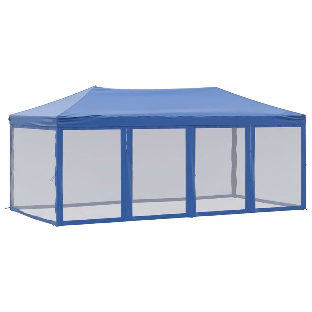 Berkfield Home Sturdy Folding Party Tent with Sidewalls in Blue, W: 6 m, D: 3 m, H: 2.44 m – 3