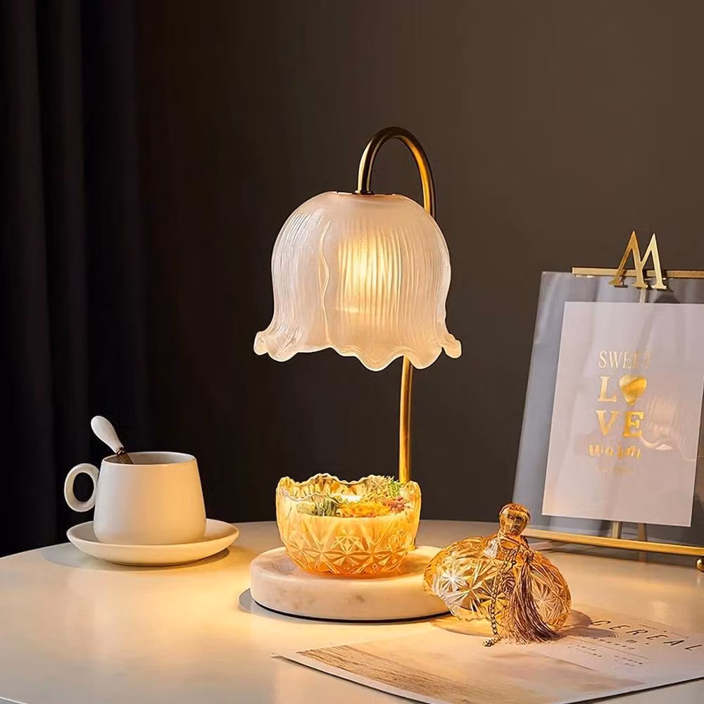 Kelvenix Elegant Flower Shaped Table Lamp in White and Gold/Brass – 3