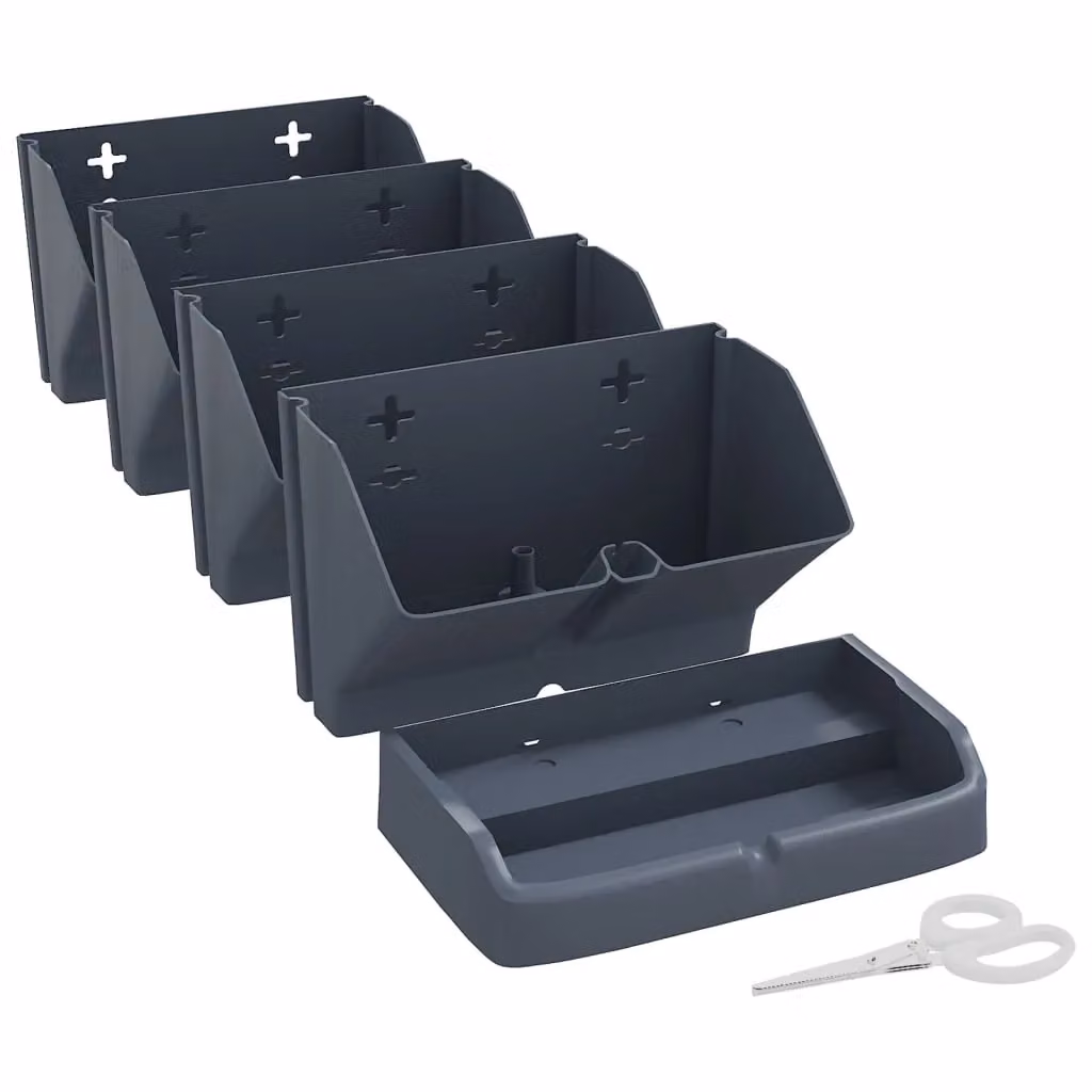 Berkfield Home 4-Piece Vertical Garden Planter Set in Anthracite and Black Polypropylene – 3