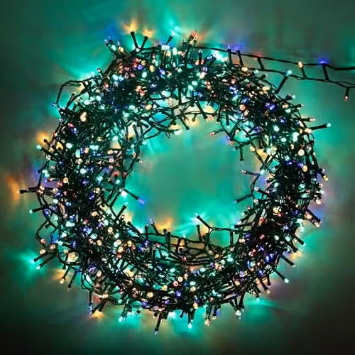 Shatchi 1500 LED Multicolour Compact Cluster Fairy Lights with Timer and Green Cable – 1