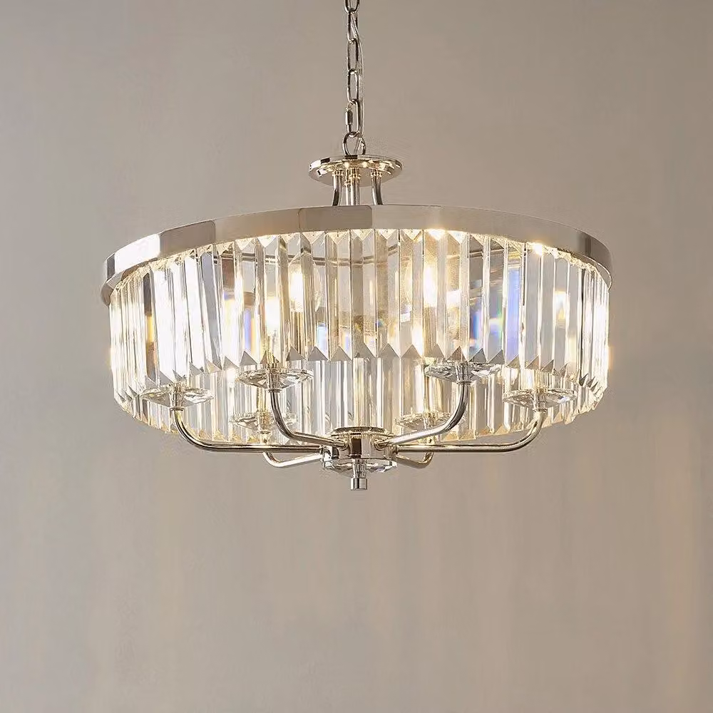 Netlighting ASCOLI Dimmable Modern 6 Light Glass Ceiling Pendant in Grey and Chrome – 2