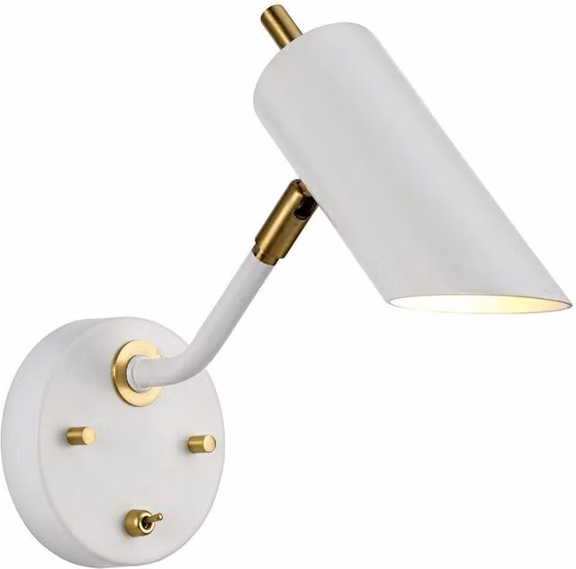 Loops LED Wall Light Sconce in White and Aged Brass Finish with E27 Bulb