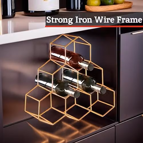 Premier Housewares 6 Bottle Gold Metal Wine Rack, Freestanding – 4