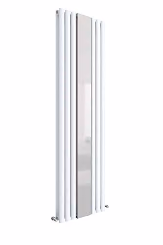 nuie HL331 Revive Modern Wall Mount Designer Vertical Double Panel Radiator with Mirror, High Gloss White, H 180 cm x W 49.9 cm x D 7.8 cm