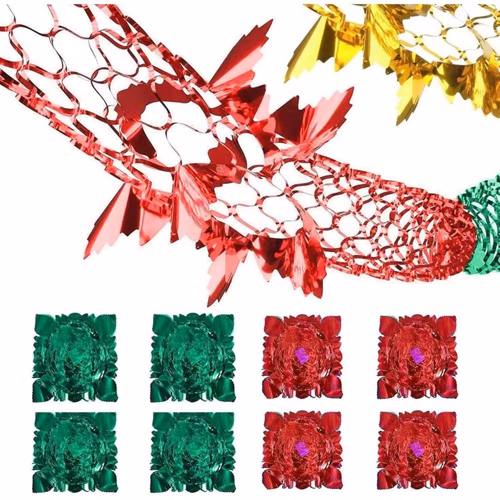 FLAVORA 8-Piece Christmas Hanging Foil Garland Set in Red, Green, Gold and Purple, W/D/H: 100 x 15 x 15 cm – 3