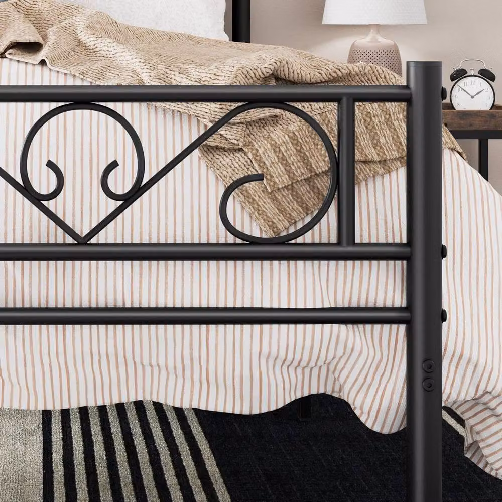 KORVIXA Metal Single Bed Frame in Black, W/D/H: 90 x 190 x 31.8 cm – 4