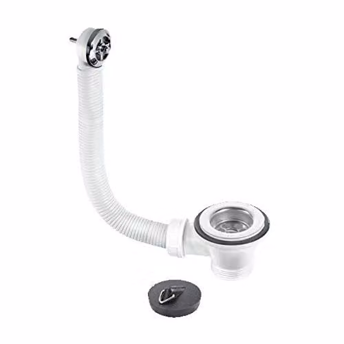 McAlpine 1 inch Combined Waste and Overflow for Vanity Basin with 60mm Stainless Steel Flange in Silver