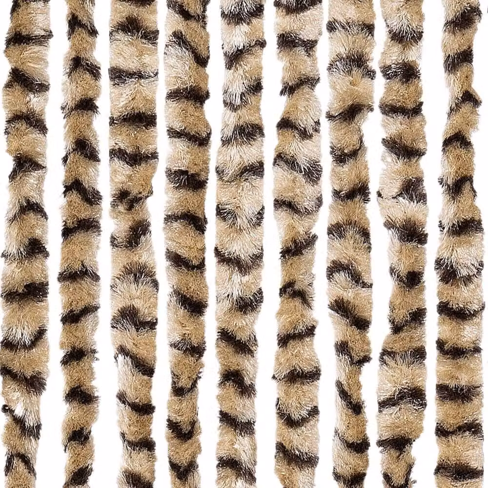 Berkfield Home Striped Chenille Soft Fly Curtain in Beige, Brown and Multicolour, W: 100 cm, H: 230 cm – 5
