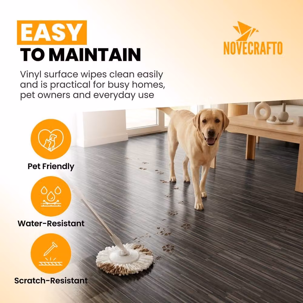 Novecrafto Self Adhesive Wood Effect Vinyl Floor Planks, 10 Pieces, Dark Grey, 1.39m² – 3