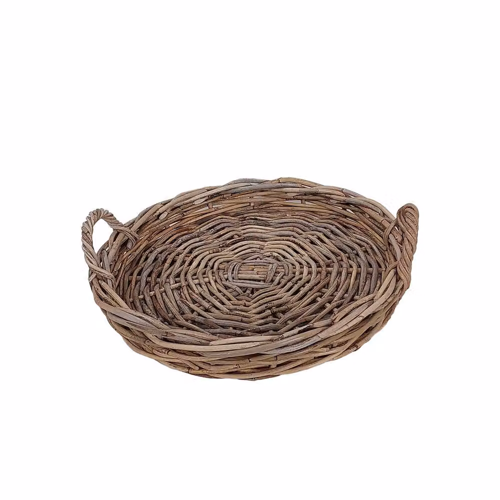 Dibor Natural Rattan Small Decorative Tray with Handles, Brown, W: 45 cm, L: 30 cm, H: 13 cm – 2