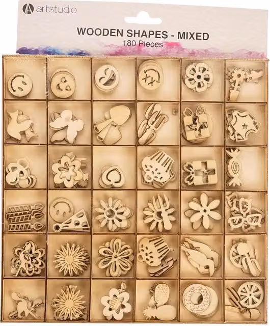 Art Studio Mixed Wooden Shapes in Brown