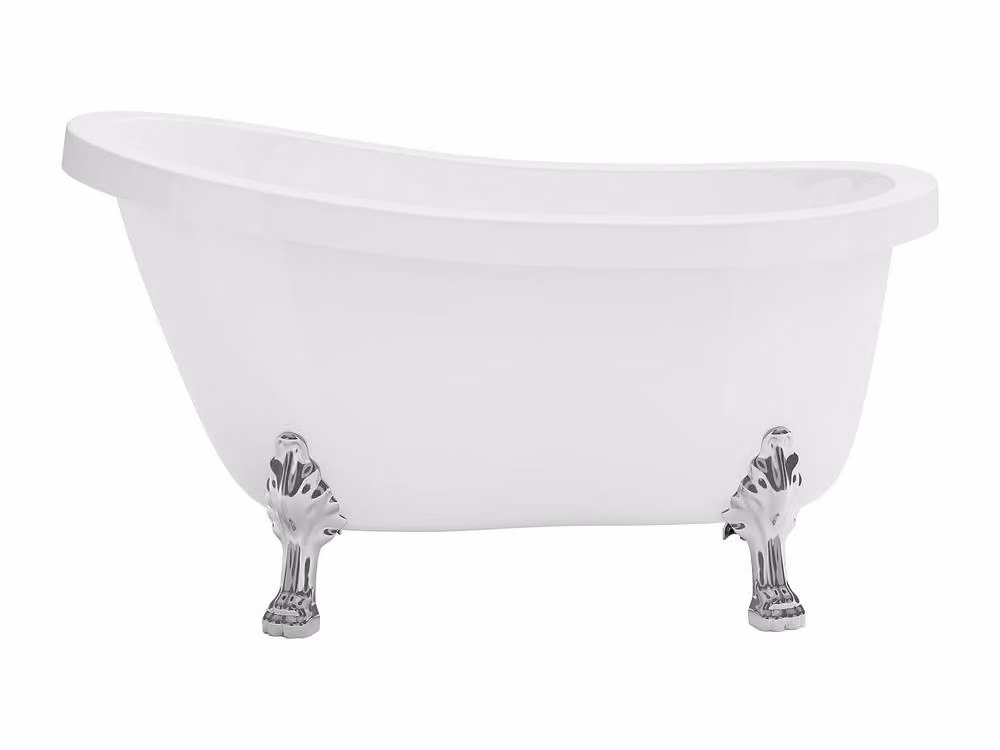 NISOS Retro Oval Freestanding Island Bath in White with Silver Lion Feet, 200 L, W/D/H: 145 x 74 x 77 cm – 2