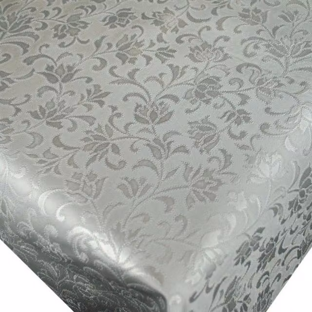 Designers 247 Silver Floral Embossed PVC Wipe Clean Tablecloth