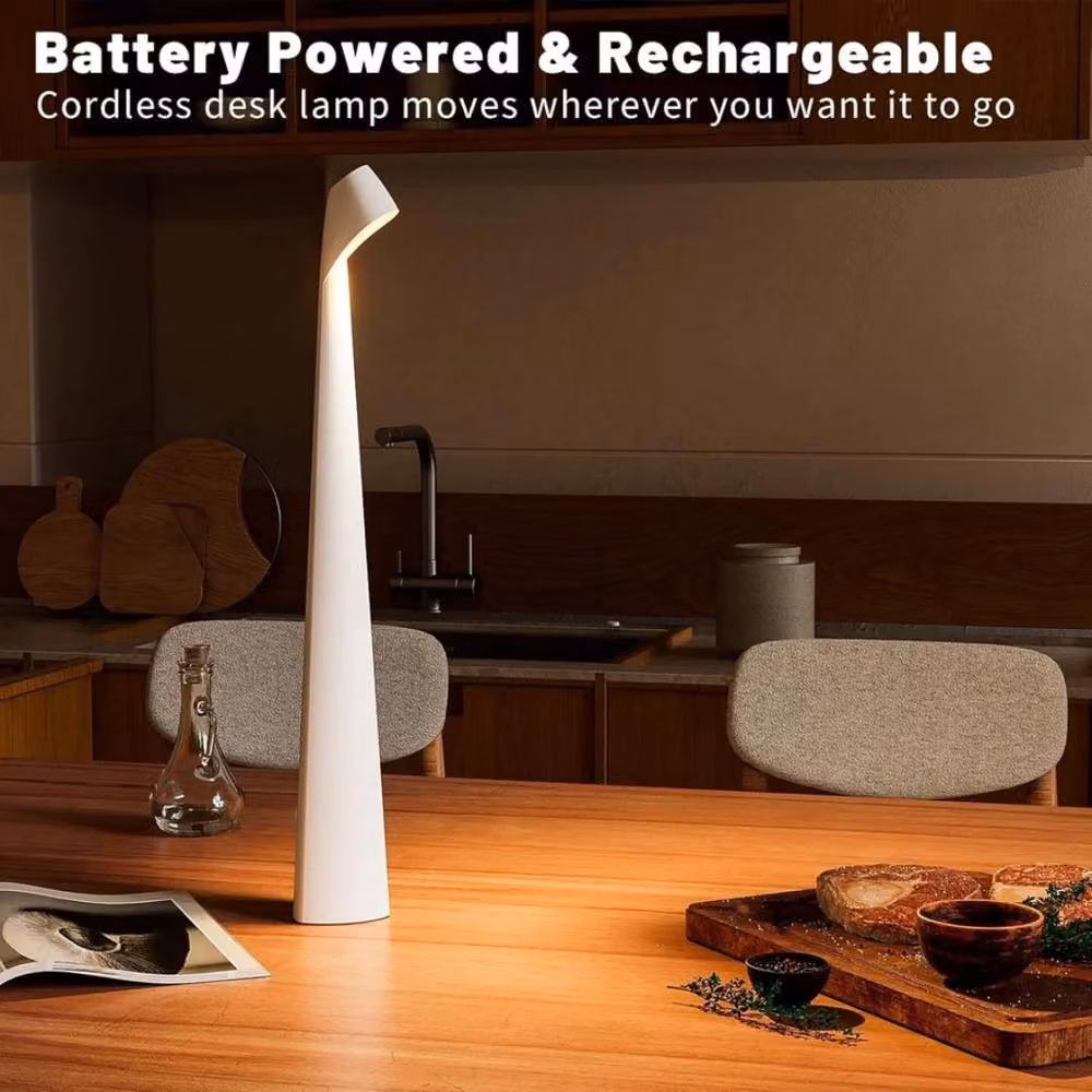 Havendro White Cordless LED Table Lamp, USB Rechargeable and Dimmable, Height: 35 cm – 2