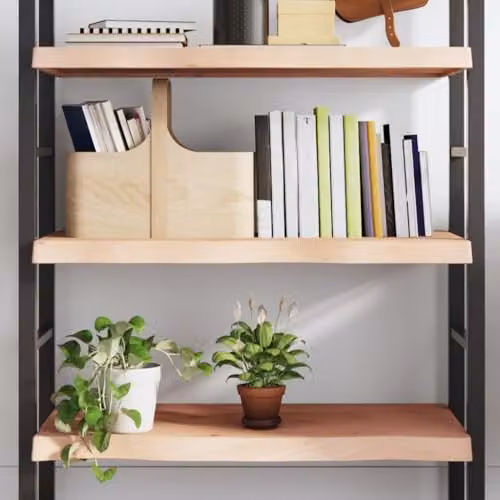 vidaXL Wall Mounted Oak Wood Shelf, Brown, W: 80 cm, D: 50 cm, H: 2-6 cm – 2