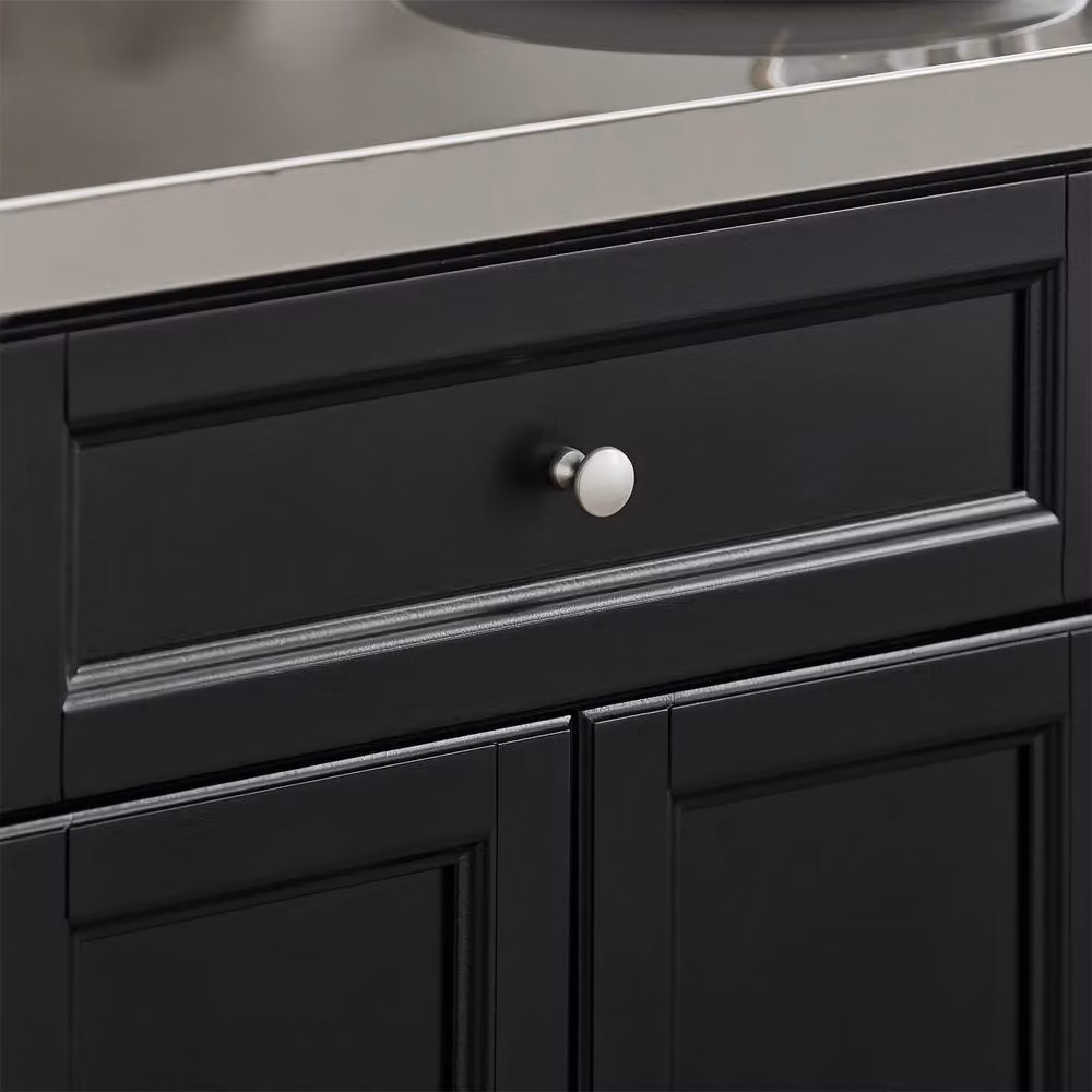 SoBuy Mobile Drop-Leaf Kitchen Island Breakfast Bar with 2 Drawers in Black – 3