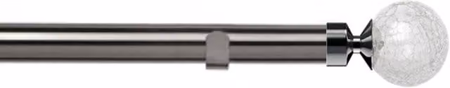 New Edge Blinds 28mm Metal Eyelet Curtain Pole Set with Crash Finial in Grey, Width: 390 cm – 1