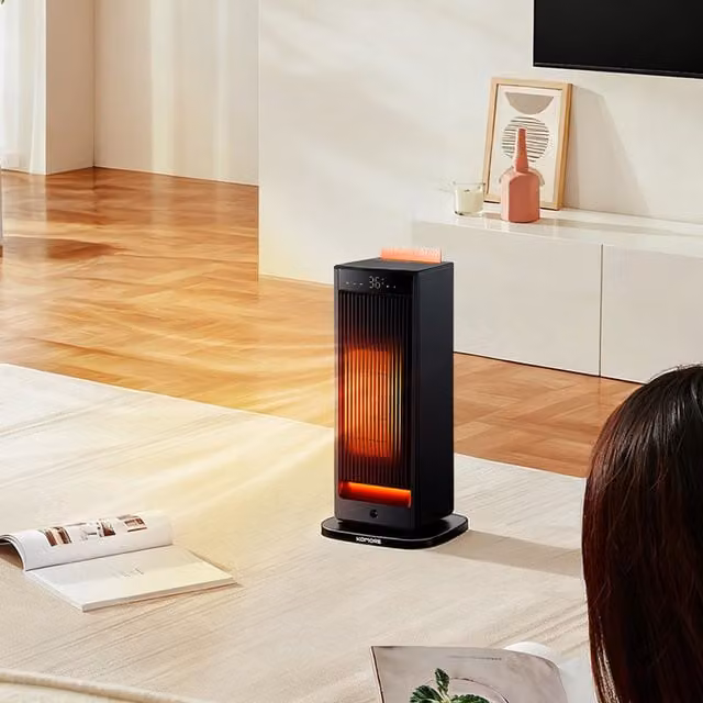 Livingandhome Black Ceramic Fan Heater with Humidifier Function and Remote Control